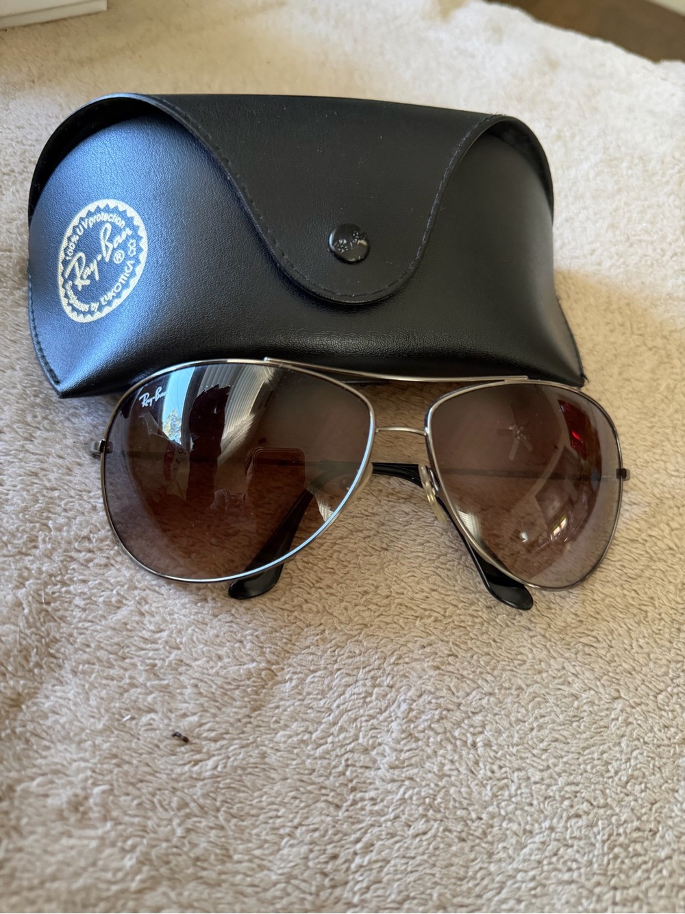 Ray-Ban Silver Frame Sunglasses with Brown Gradient Lenses